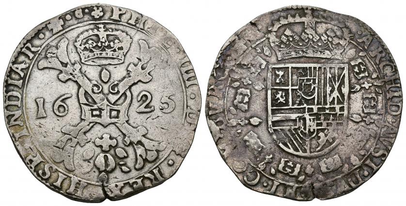 689   -  FELIPE IV. Patagón. Dôle. 1625. A/ PHIL IIII D G REX HISP ET INDIAR Z. R/ ARCHID AVST DVX ET COM BVRG Zc . AR 27,75 g. 41,7 mm. Vanhoudt-645.DL. DEL I-299. Cospel abierto. MBC.