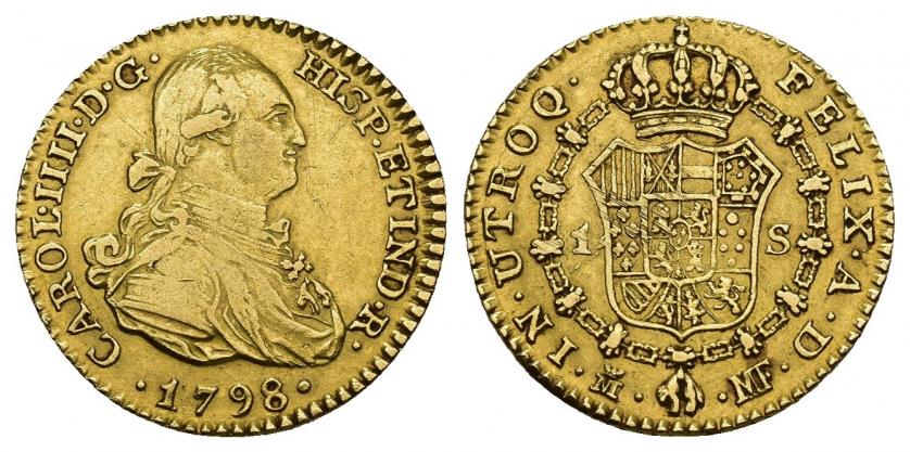 775   -  CARLOS IV. Escudo. 1798. Madrid. MF. AU 3,37 g. 17,8 mm. VI-912. Rayitas de ajuste en rev. MBC/MBC+.