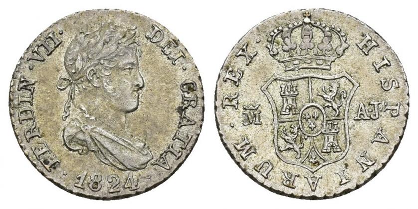 791   -  FERNANDO VII. 1/2 real. 1724. Madrid. AJ. AR 1,52 g. 14,59 mm. VI-353. EBC-. 