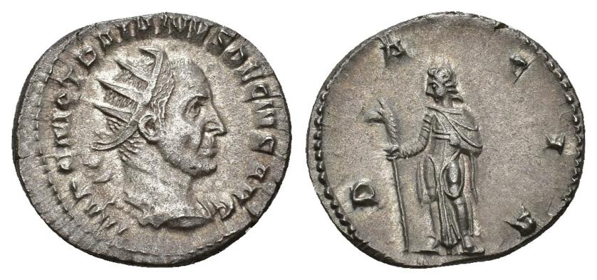 398   -  IMPERIO ROMANO. TRAJANO DECIO. Antoniniano. Roma (249-251). A/ Busto radiado y acorazado a der.; IMP C M Q TRAIANVS DECIVS AVG. R/ Dacia con bastón a izq.; DACIA. VE 4,69 g. 22,2 mm. RIC-12b. MBC+.