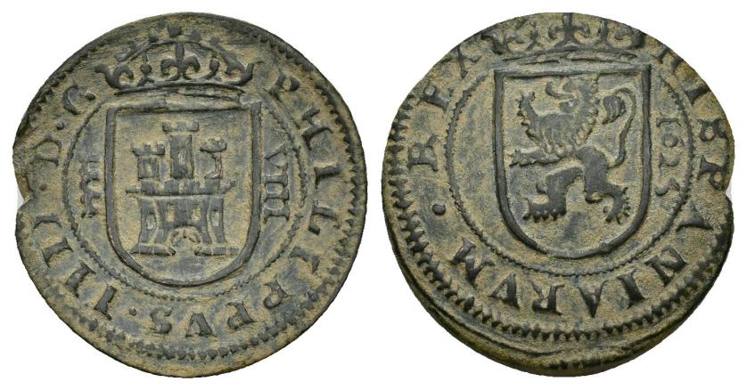 507   -  FELIPE IV. 8 maravedís. 1625. Segovia. AE 6,80 g. 27 mm. AC-390. Cospel abierto. MBC.