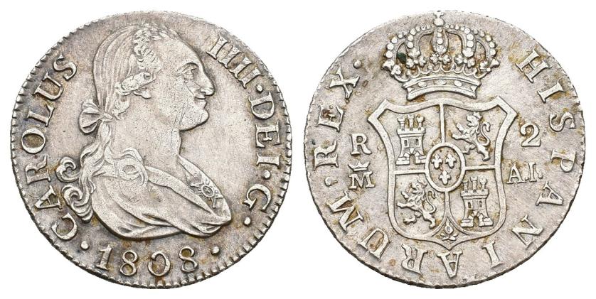 536   -  CARLOS IV. 2 reales. 1808. Madrid. AI. AR 6 g. 25,2 mm. VI-515. Rayitas. MBC/MBC+.