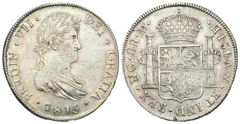 558   -  FERNANDO VII. 8 reales. 1815. Guatemala. M. AR 27 g. 39,8 mm. VI-1027. Rayas de ajuste y cano en rev. R.B.O. EBC-. 