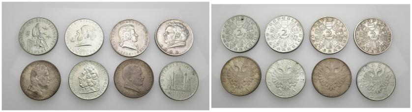 623   -  MONEDAS EXTRANJERAS. AUSTRIA: Lote de 8 piezas de 2 Schilling: 1928, 29, 30, 31, 34, 35, 36 y 37. MBC/EBC.