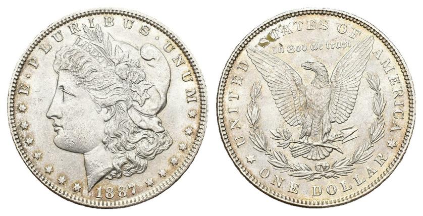 639   -  MONEDAS EXTRANJERAS. ESTADOS UNIDOS DE AMÉRICA. 1 dólar. 1887. AR 26,80 g. 38 mm. KM-110. EBC+.