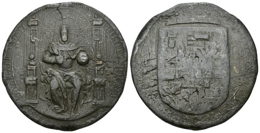 230   -  FELIPE II. Sello pendiente de plomo. PB-381,6 g. 77,6 mm. Guglieri-636. MBC/BC+.