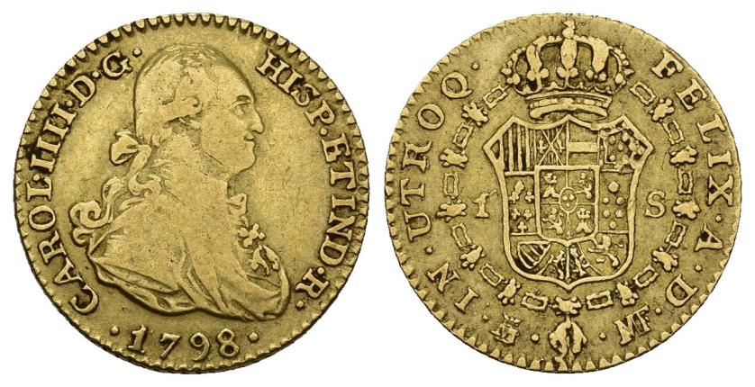 269   -  CARLOS IV. Escudo. 1798. Madrid. MF. AU 3,39 g. 17,5 mm. VI-912. MBC-/MBC.