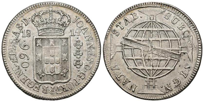 609   -  MONEDAS EXTRANJERAS. BRASIL. 960 reis. 1814-B. AR 26,85 g. 42,1 mm. KM-307.1. Pequeñas marcas. MBC+.