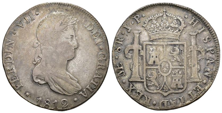 3272   -  FERNANDO VII. 8 reales. 1812. Lima. JP. AR 26,05 g. 38,56 mm. VI-1043. Golpe en canto. MBC-. 