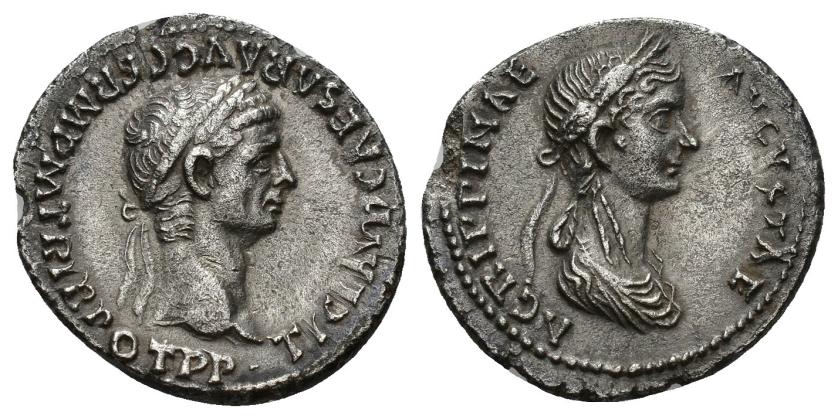 130   -  IMPERIO ROMANO. CLAUDIO I. Denario. Roma (50-54 d.C.). A/ Cabeza laureada a der.; TI CLAVD CAESAR AVG GERM P M TRIB POT P P. R/ Busto drapeado y coronado de espigas a der.; AGRIPPINAE AVGVSTAE. AR 3,23 g. 19,5 mm. RIC-81. Pequeña rotura al borde. Porosidades. EBC-. Rara. Tras la finalización de las Guerras Civiles y la consolidación del poder de Augusto, la moneda romana se caracterizó por llevar el busto del Emperador como imagen de la nueva estructura monocrática del poder en la República. Ahora bien, ya desde el reinado del primer emperador van a realizarse monedas con doble busto en las cecas imperiales (otro tema son las provinciales), que tiene una clara motivación política en tres vertientes. La primera es buscar la legitimidad del poder en sus antecesores, es el caso del denario de Calígula (RIC 10) que al colocar junto a su retrato el del divinizado Augusto, quiere dar un doble mensaje, la vuelta al buen gobierno de ese reinado y explicitar que él desciende por vía de sangre de Augusto a través de su madre, Agripina la mayor, siendo así un verdadero César. La segunda razón para realizar una moneda de doble busto es ensalzar a la esposa del emperador, en este caso Claudio (RIC 81) ordena hacer una moneda junto a su sobrina y segunda esposa, Agripina la menor, a la que ha nombrado oficialmente Augusta (año 50), dándole un estatus sólo comparable al que antes tuvo Livia, la esposa de Augusto. El tercer motivo de la moneda de doble busto es informar de la posible línea sucesoria en el poder, recordemos que en Roma no existía una ley de sucesión y por ello los emperadores, ya desde época de Augusto, solían colocar en sus monedas a su presunto sucesor, como en este caso hace Claudio (RIC 83) con su hijo adoptivo (se hizo oficial en febrero del año 50), el futuro Nerón, que aparece con su nuevo nombre de adopción y con el título de príncipe de la juventud (recibido en marzo de 51), que le daba un estatus cuasi-oficial de heredero designado. Por tanto, estos tres magníficos denarios de la dinastía Julia-Claudia nos muestran los tres modelos del uso de la moneda de doble busto como forma de propaganda política dinástica en los inicios del Imperio, que serán copiados de forma constante por el resto de emperadores.