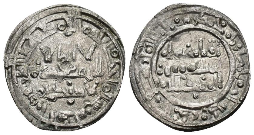 237   -  ACUÑACIONES HISPANO-ÁRABES. CALIFATO. Hisam II. Dirham. Al-Andalus. 391 H. AR 2,23 g. 23 mm. V-597. MBC+. Rara.