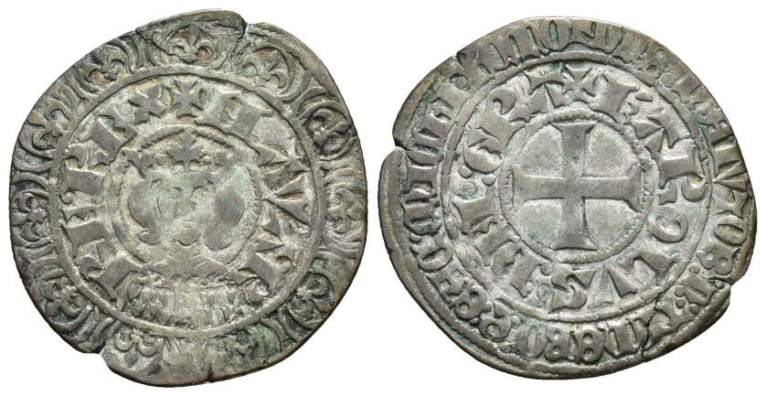 256   -  REINO DE NAVARRA. CARLOS EL MALO. Gros. AR 2,98 g. 28 mm. IV-233. MBC-/MBC. Rara.