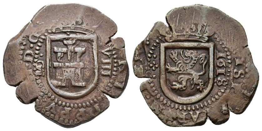 304   -  FELIPE III. 8 maravedís. 1618. Madrid. Cu 7,56 g. 27,7 mm. AC-305. Cospel abierto. MBC+.