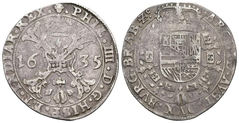 311   -  FELIPE IV. 1/2 patagón. 1635. Bruselas. AR 13,90 g. 35,2 mm. Vanhoudt-646BS. DEL-303. MBC-. 