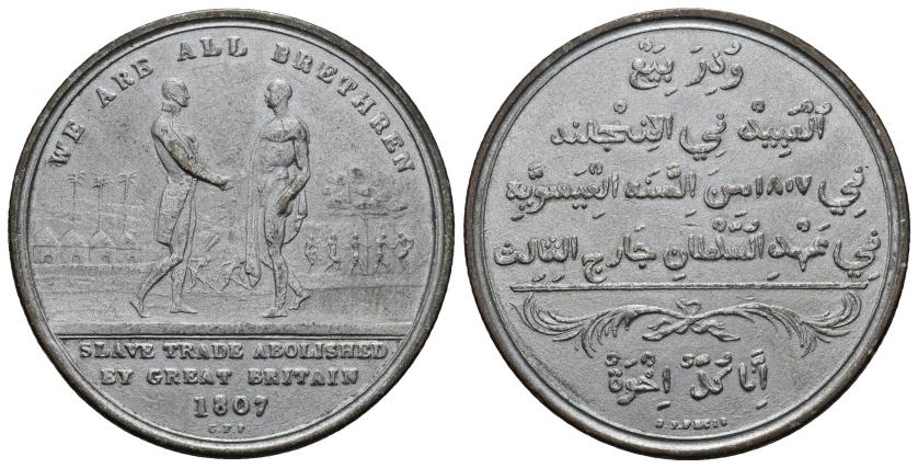 565   -  MONEDAS EXTRANJERAS. GRAN BRETAÑA. Medalla. Abolición de la esclavitud. 1807. AE plateado 16,7 g. 35,87 mm. EBC-.