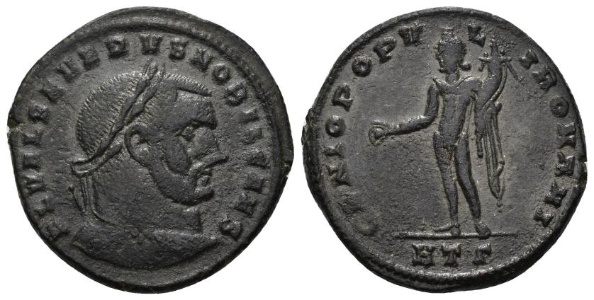 3118   -  IMPERIO ROMANO. SEVERO II. Follis. Heraclea (305-306). A/ Cabeza laureada a der.; FL VAL SEVERVS NOBIL CAES. R/ Genio a izq. con pátera y cornucopia; GENIO POPVLI ROMANI. -/-//HTG. AE 9,91 g. 28,2 mm. RIC-25. MBC-. Escasa.