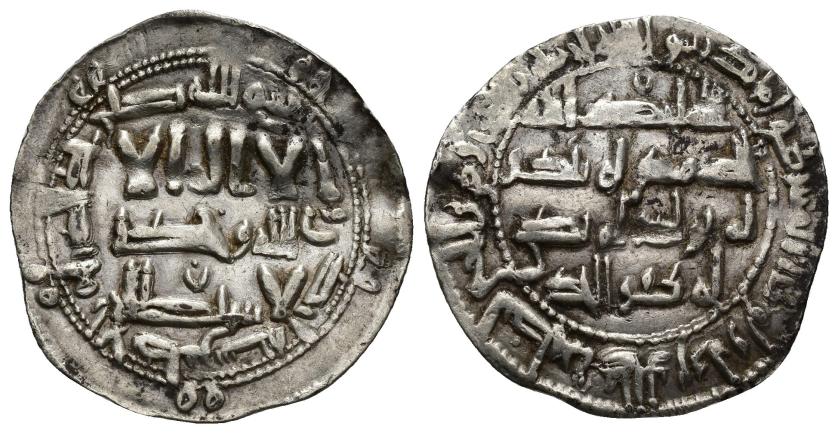 3196   -  ACUÑACIONES HISPANO-ÁRABES. EMIRATO OMEYA. Al-Hakam I. Dirham. Al-Andalus 201 H. AR 2,64 g. 26,2 mmm. V-112. Ligeramente alabeada. MBC.