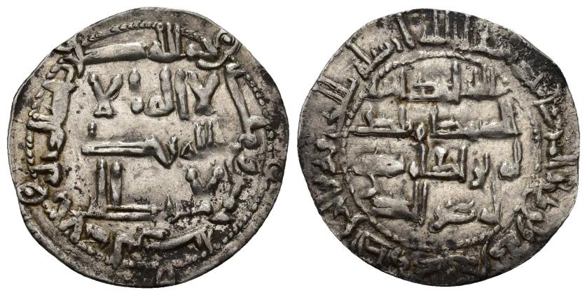 3198   -  ACUÑACIONES HISPANO-ÁRABES. EMIRATO OMEYA. Al-Hakam I. Dirham. Al-Andalus 205 H. AR 2,41 g. 26,4 mm. V-118. Leves oxidaciones. MBC+. 