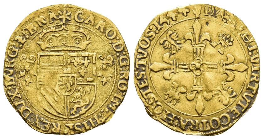 2482   -  CARLOS V. Corona del sol. 1544. Amberes. AU 3,22 g. 26,8 mm. DEL-G102. Vanhoudt-223.AN. MBC.