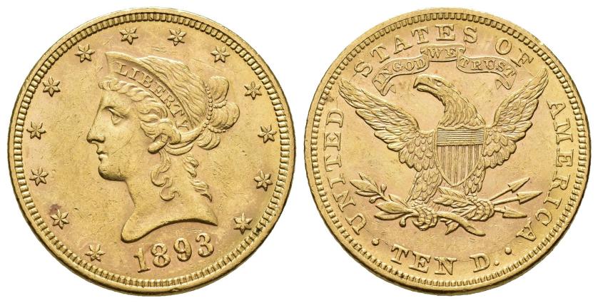 2657   -  MONEDAS EXTRANJERAS. ESTADOS UNIDOS DE AMÉRICA. 10 dólares. 1893. AU 16,72 g. 26,9 mm. KM-102. Pequeñas marcas. R.B.O. 