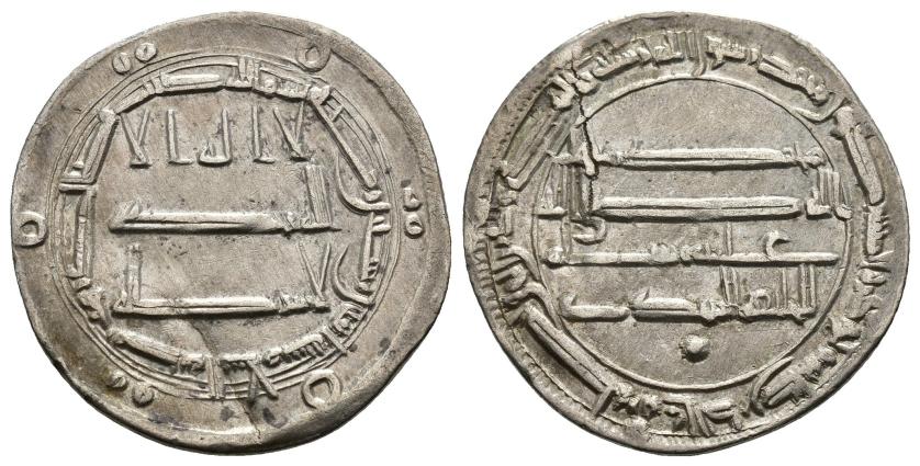 1012   -  CALIFATO ABBASÍ. MUHAMMAD AL-MAHDI (158-169/775-785). Dírham. Medina al-Salam. 162 H. AR 2,82 g. 23 mm. Nützel-876. MBC+.