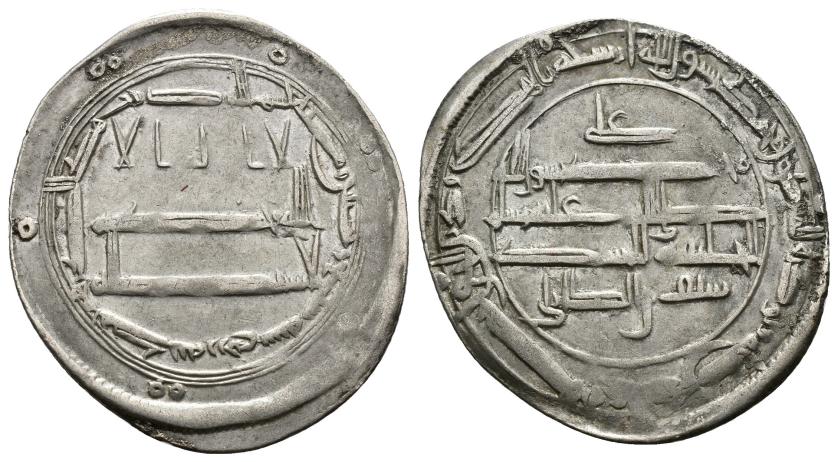 1018   -  CALIFATO ABBASÍ. ABU YA'FAR HARUN AL-RASID (170-193/786-809). Dírham. Medina Zarany. 187 H. AR 2,9 g. 26 mm. Nützel-1033; SICA 3-814. MBC+/MBC.