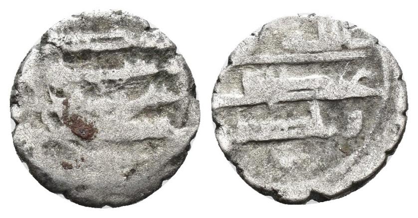 1030   -  HABBARÍES, EMIRES DEL SIND (C. 257-400/870-1009). 'ABD ALLAH AL-HABBARI. Damma. Sin ceca. Sin fecha. AR 0,56 g. 10 mm. Mitchiner 1977-644. BC. Muy escasa.