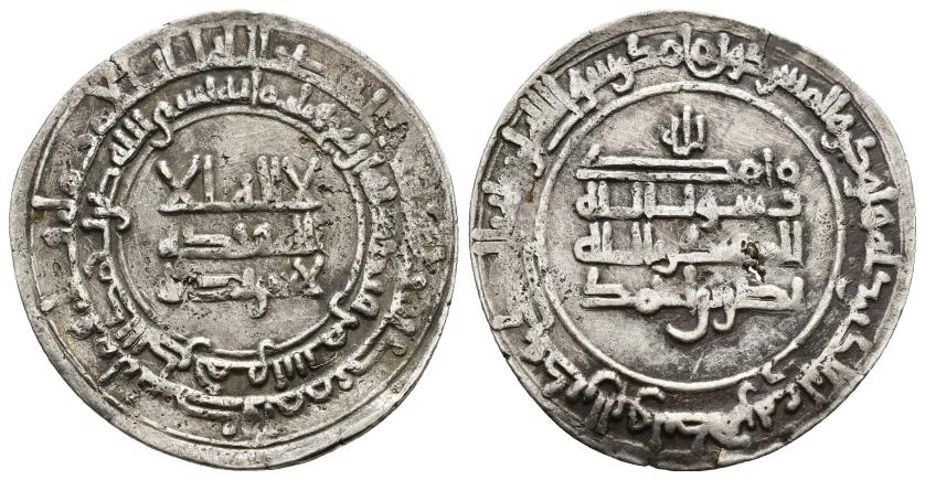 1041   -  SAMANÍES DE LA TRANXOSIANA. NASR II IBN AHMAD (301-331/913-942). Dírham. Samarcanda. 304 H. AR 2,86 g. 26 mm. Mitchiner 1977-668;Wilkes 1-1500. Pequeñas erosiones. MBC.