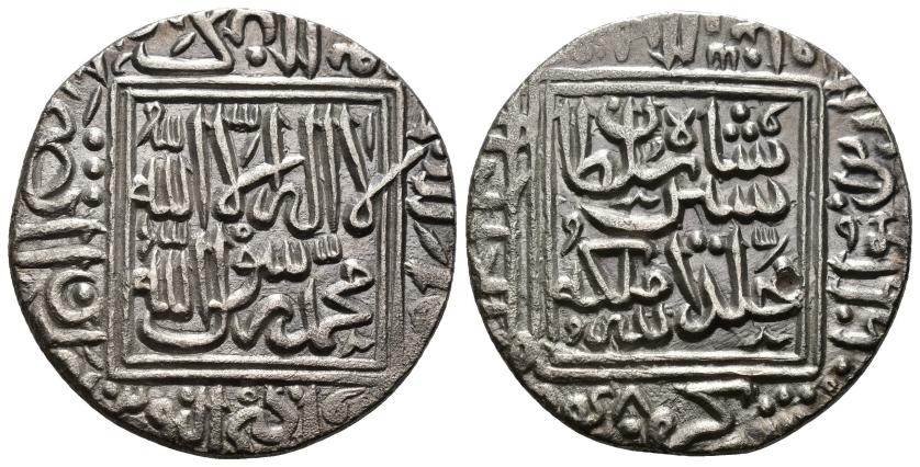 1198   -  SULTANATO DE DELHI. SURÍES. SER SAH SURÍ (945-952/1538-1545). Rupia. Sirkarh / شكـار. Sin fecha. AR 11,08 g. 29 mm. Goron/Goenka-D802. EBC.