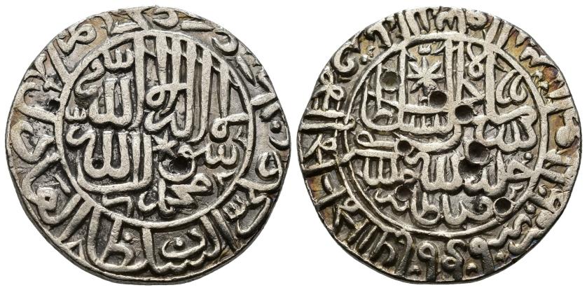 1199   -  SULTANATO DE DELHI. SURÍES. SER SAH SURÍ (945-952/1538-1545). Rupia. Sin ceca. 949 H. AR 11,36 g. 29 mm. Goron/Goenka-D812. MBC+.