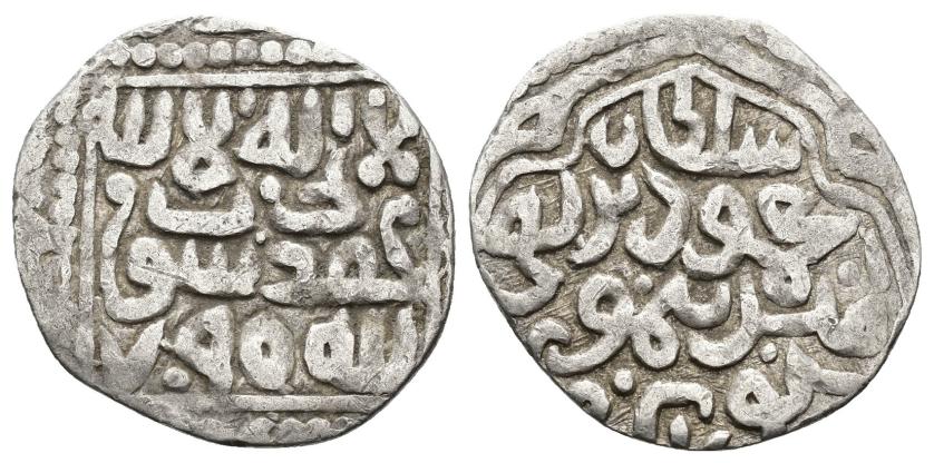 1213   -  TIMURÍES. TIMUR CON MAHMUD JAN (790-807/1388-1405). 1/4 tanka. Samarcanda. 790 H. AR 1,39 g. 16 mm. Mitchiner 1977-1892 var. año. MBC. Escasa.