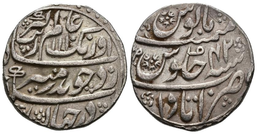 1237   -  MOGOLES. MU'YYAD AL-DIN  AURANGZEB 'ALAMGIR  (1068-1119/1658-1707). Rupia. Itawa. 110 H. AR 11,37 g. 25 mm. KM#309.39. MBC+.