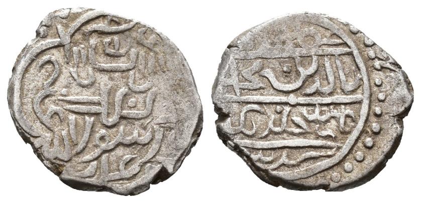 1246   -  OTOMANOS. MEHMED ÇELEBI (805-816/1403-1413). Akçe. Bursa. 808 H. AR 1,13 g. 14 mm. Mitchiner 1977-1240 var. año. MBC.