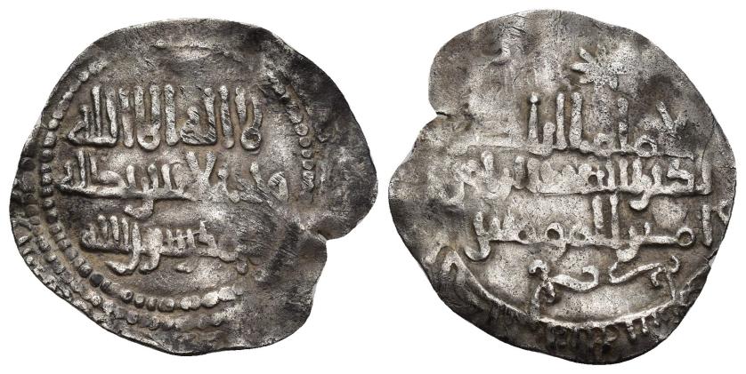 178   -  CALIFATO. ABD AL-RAHMAN III (912-961). Dírham. Al-Andalus. 317 H. CU 1,96 g. 24 mm. V-353; FCal-317.15d. Rotura al borde. MBC-. Muy escasa.