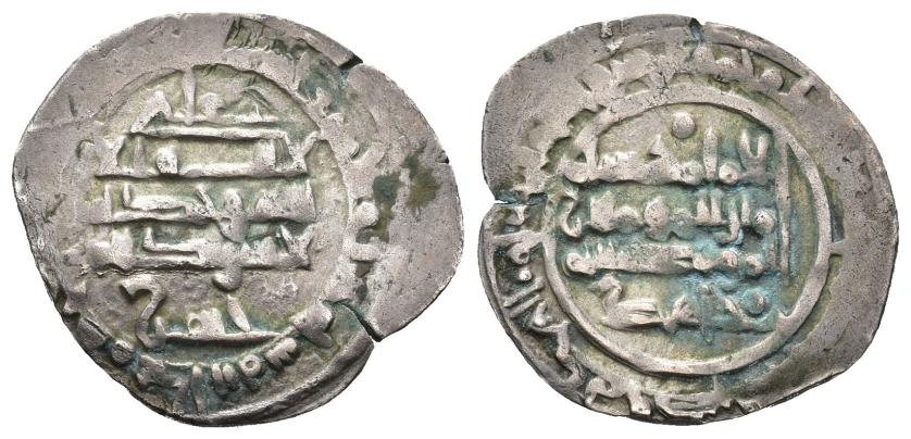 443   -  REINOS DE TAIFAS. TAIFA DE DENIA. ABU-L-YAYS MUYAHID AL-MUWAFFAQ B. 'ABD ALLAH B. YUSUF (404-436/1013-1044). Dírham. Medina Denia. 436 H. VE 2,53 g. 22 mm. V-1299; PV-207e. Leves oxidaciones. MBC. Muy escasa.