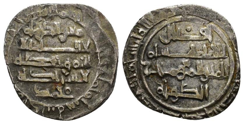 447   -  REINOS DE TAIFAS. TAIFA DE DENIA. ALI IQBAL AL-DAWLA B. MUYAHID (436-468/1044-1075). Dírham.  Denia. 448 H. AR 3,24 g. 22 mm. V-1316; PV-212c. MBC. Muy escasa.