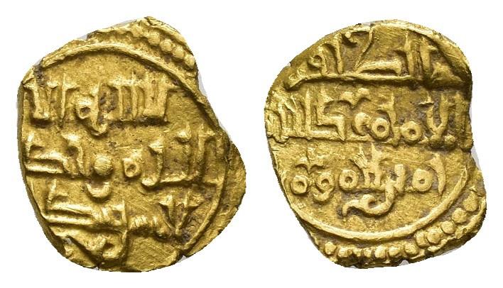 472   -  REINOS DE TAIFAS. TAIFA DE TOLEDO. ABU MUHAMMAD ISMA'IL AL-ZAFIR B. 'ABD AL-RAHMAN (428-435/1036-1043). Fracción de dinar. Sin ceca. Sin fecha. AU 0,88 g. 9 mm. V-1080; PV-305a. Rotura al borde. MBC+. Escasa.