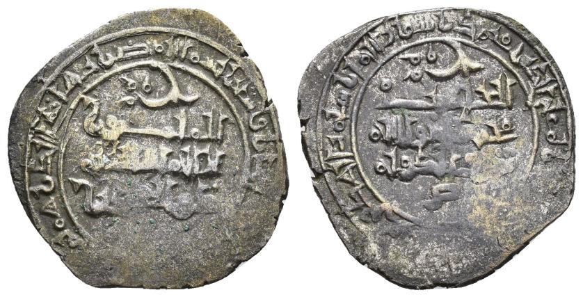 488   -  REINOS DE TAIFAS. TAIFA DE TOLEDO. ABU-L-HASAN YAHYÀ  I AL-MA'MUN B. ISMA'IL (435-467/1043-1074). Dírham. Medina Toledo. 462 H. VE 3,98 g. 24 mm. V-1109; PV-337a. Vanos. MBC.