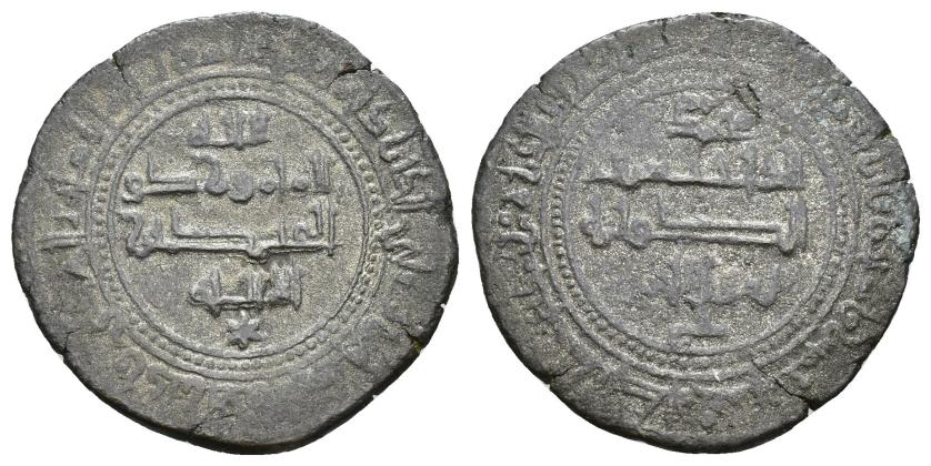 490   -  REINOS DE TAIFAS. TAIFA DE TOLEDO. ABU-L-HASAN YAHYÀ  I AL-MA'MUN B. ISMA'IL (435-467/1043-1074). Dírham. Toledo. 465 H. VE 3,5 g. 25 mm. V-1111; PV-338a. MBC-/MBC.