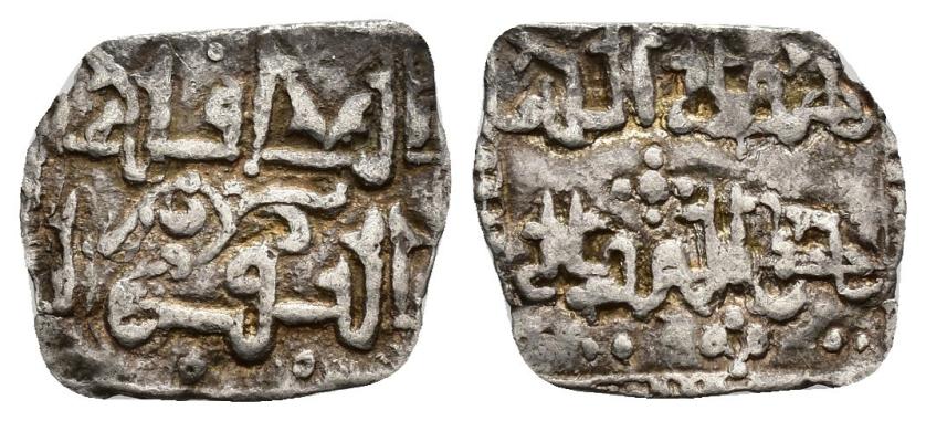 738   -  ALMOHADES. ABD AL-WAHID II AL-RASID. 1/4 dírham. Sin ceca. Sin fecha. AR 0,35 g. 12x10 mm. Gaspariño 2001, p. 214. MBC-/MBC. Rara.