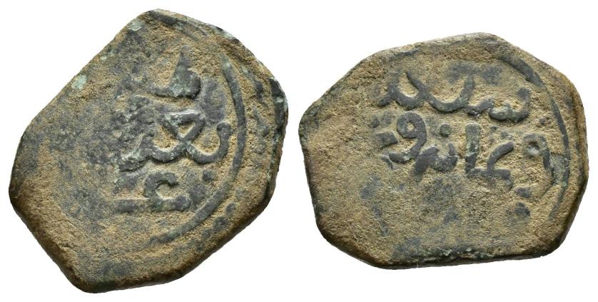 802   -  NAZARÍES. ABU 'ABD ALLAH NAZARÍES. MUHAMMAD XII  B. 'ALI (887-888/1482-1483). Felús. Granada. 887 H. CU 2,34 g. 20 mm. V-2219; Ho-781. BC+.