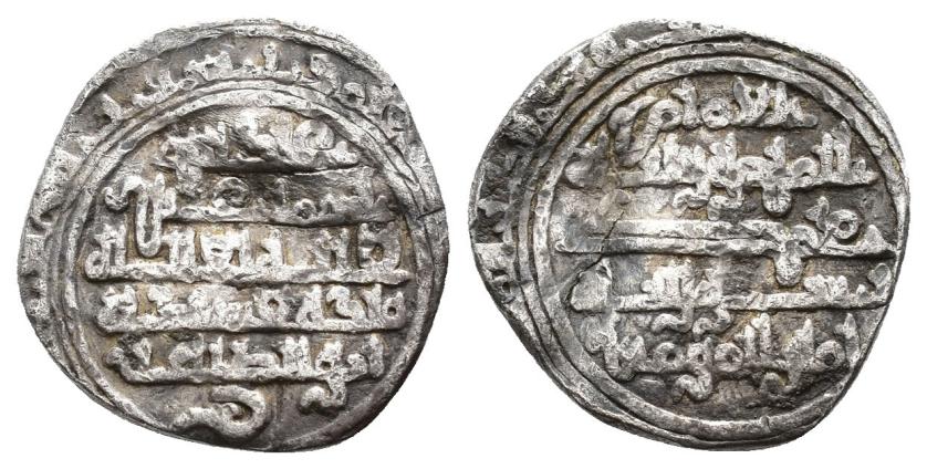 872   -  CALIFATO FATIMÍ. AL-QAIM BI-AMR ALLAH (322-334/934-946). 1/2 dírham. Sin ceca. Sin fecha. AR 1,11 g. 13 mm. Nicol-199. Alabeada. MBC-. 