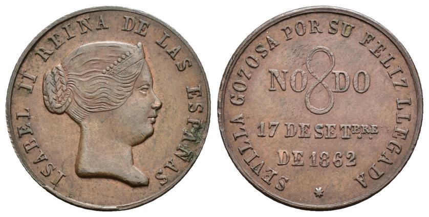 20   -  ISABEL II. Medalla visita real a Sevilla. 1862. AE 23 mm. MPN-733. Leve oxidación. EBC-.